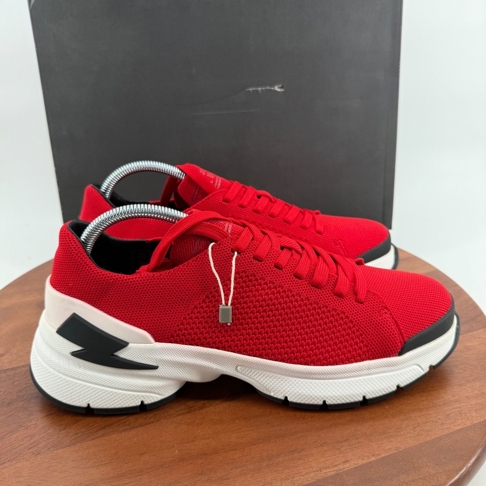 Neil Barrett Red Knit Lightning Bolt Sneakers 091C26F1 Mens Size EU 41/US 8 NEW